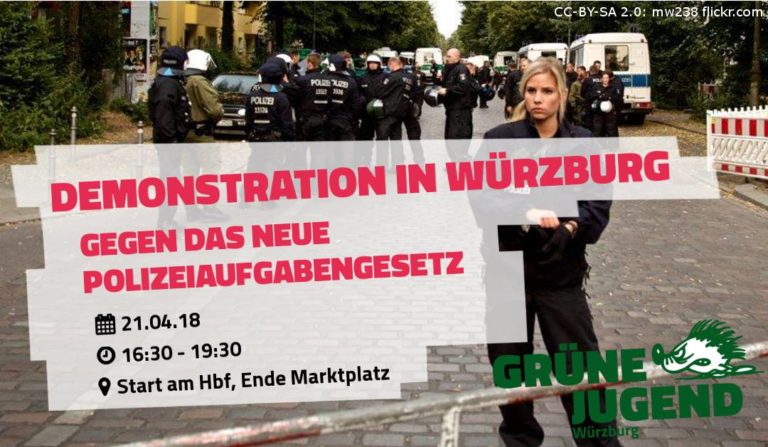 Demonstration gegen das neue Polizei­aufgaben­gesetz in Würzburg