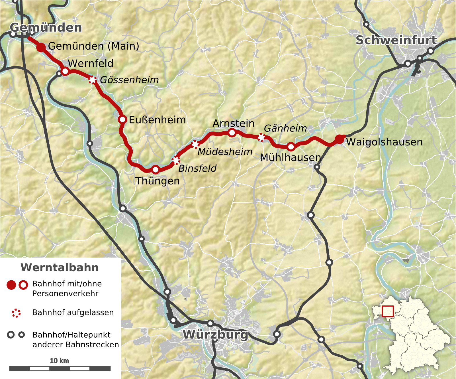 Karte Werntalbahn